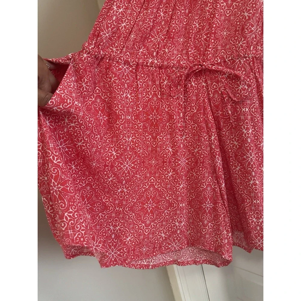 GAP NWT Pink Print Halter Romper Medium Drawstring Waist Pockets Summer Vacation